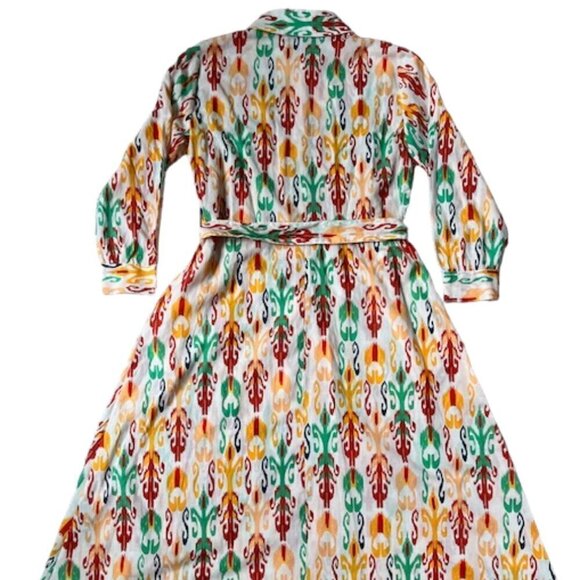 ZARA NWT The Melinda Midi Oyster White Printed Shirt Dress With Belt Size Small - Picture 8 of 15